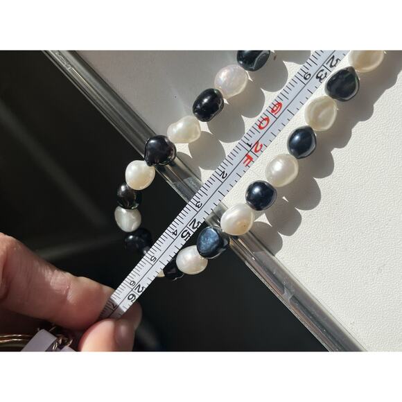 Genuine Freshwater Cultured Blue And White Pearl Long Necklace 54” - Picture 3 of 4